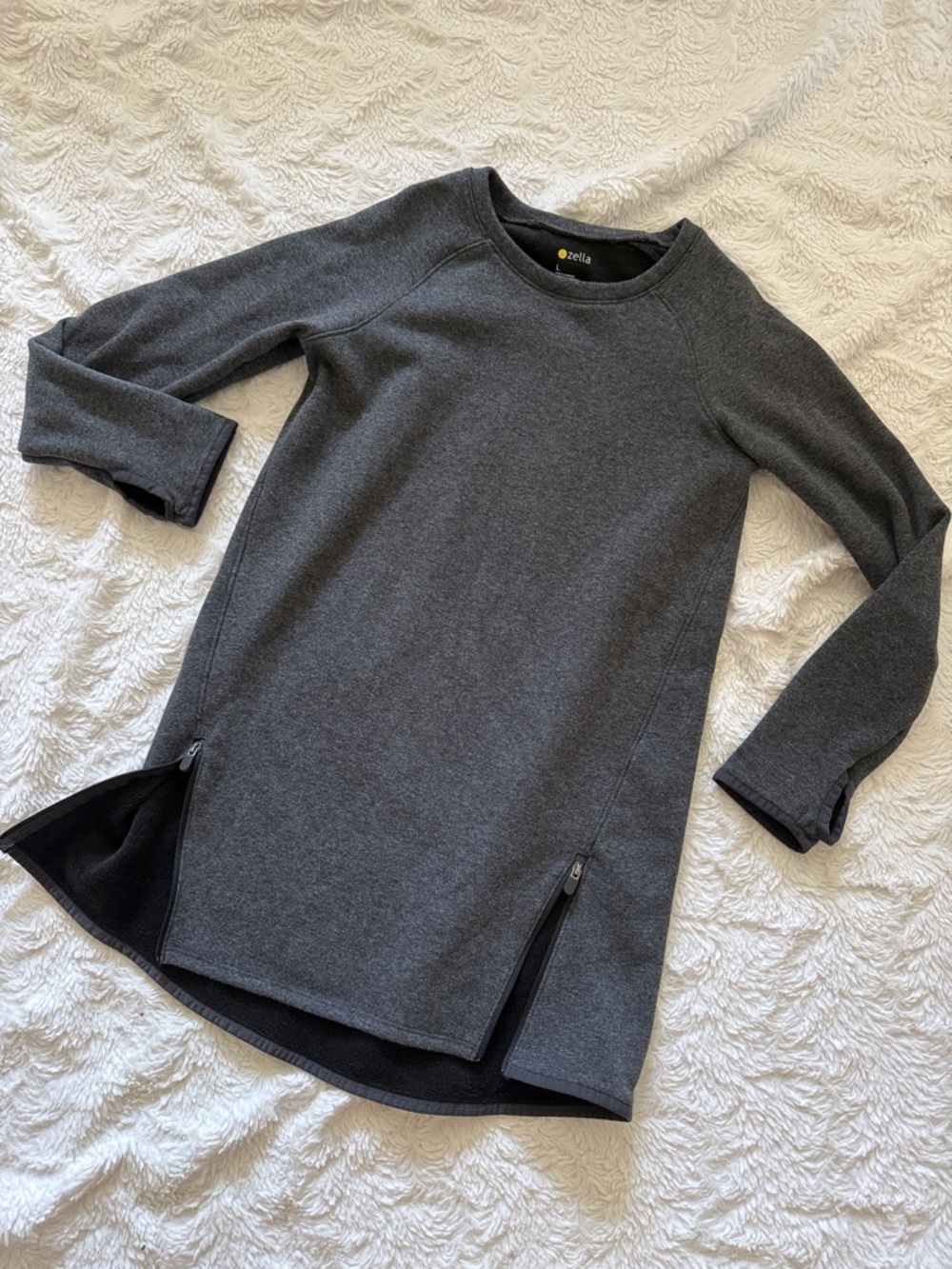 Zella Dark Gray Long Sleeve Tunic with Side Zips